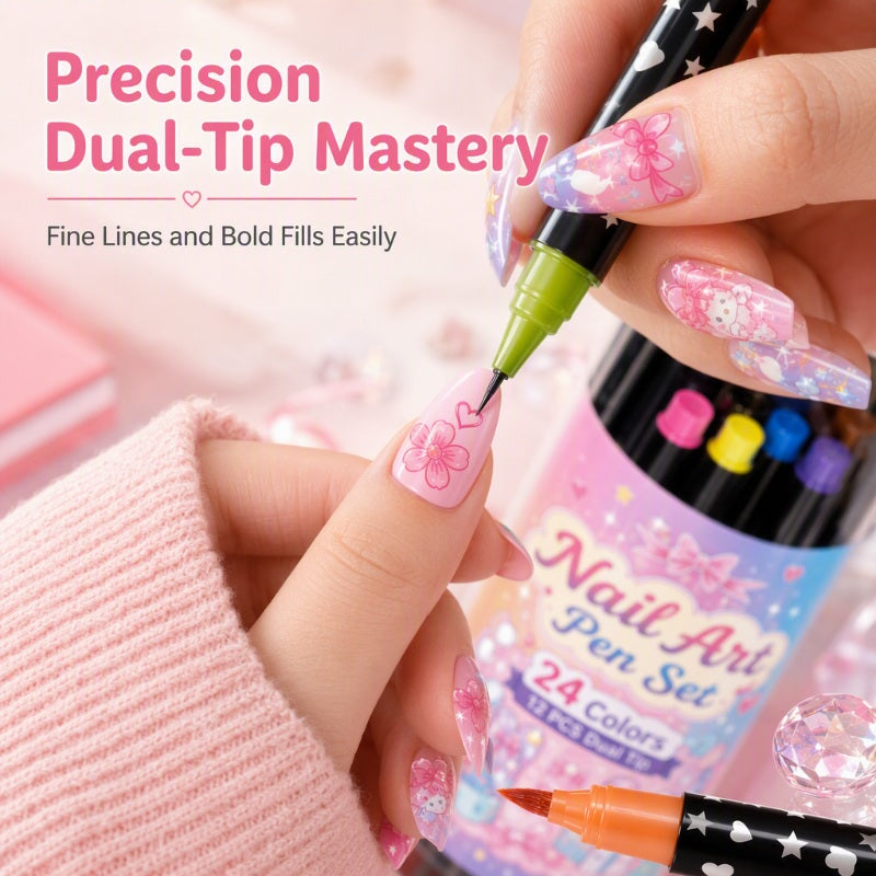 🎃 Halloween Flash Sale! 👻 35K+ Sold! 💅 24-Color Dual-Ended Nail Art Pens – DIY Manicure Kit 🎁