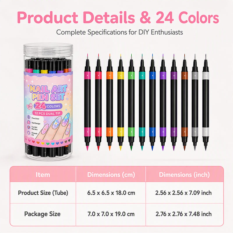 🎃 Halloween Flash Sale! 👻 35K+ Sold! 💅 24-Color Dual-Ended Nail Art Pens – DIY Manicure Kit 🎁
